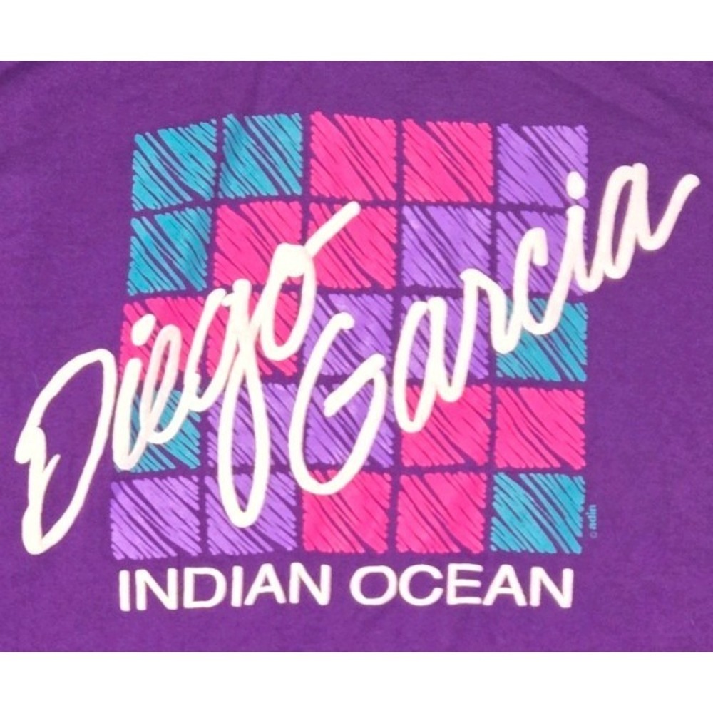Vintage 80s Diego Garcia Indian Ocean T Shirt Signal Mega-Tee Military M Rare - Picture 2 of 7